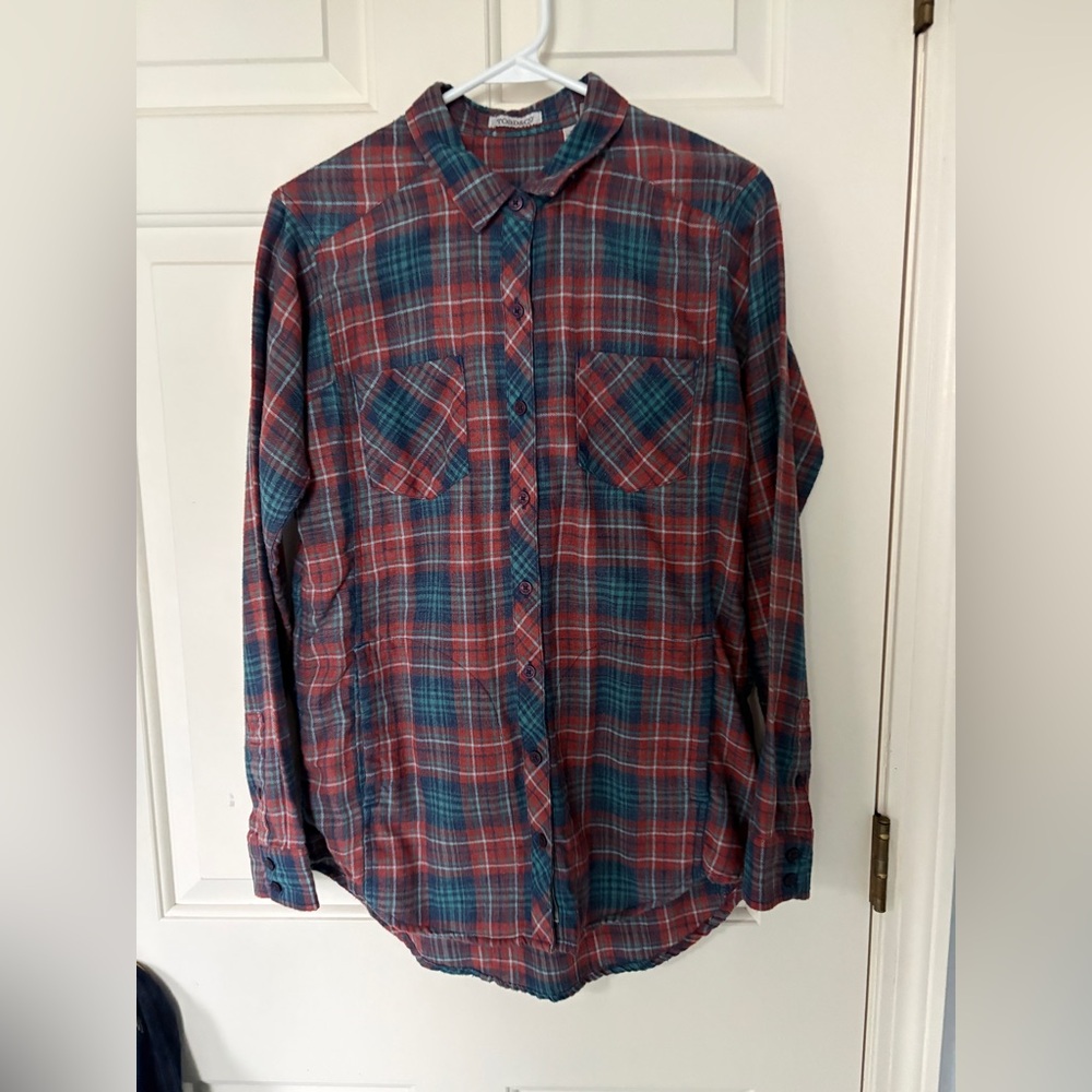 Toad&Co Red and Blue Plaid Button-Down Women's Shirt